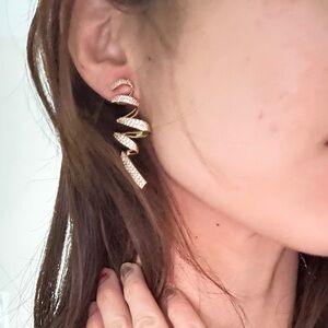 Gold Spiral Earrings, Drop Earrings, Body Jewelry, Party Jewelry, Fancy Earrings